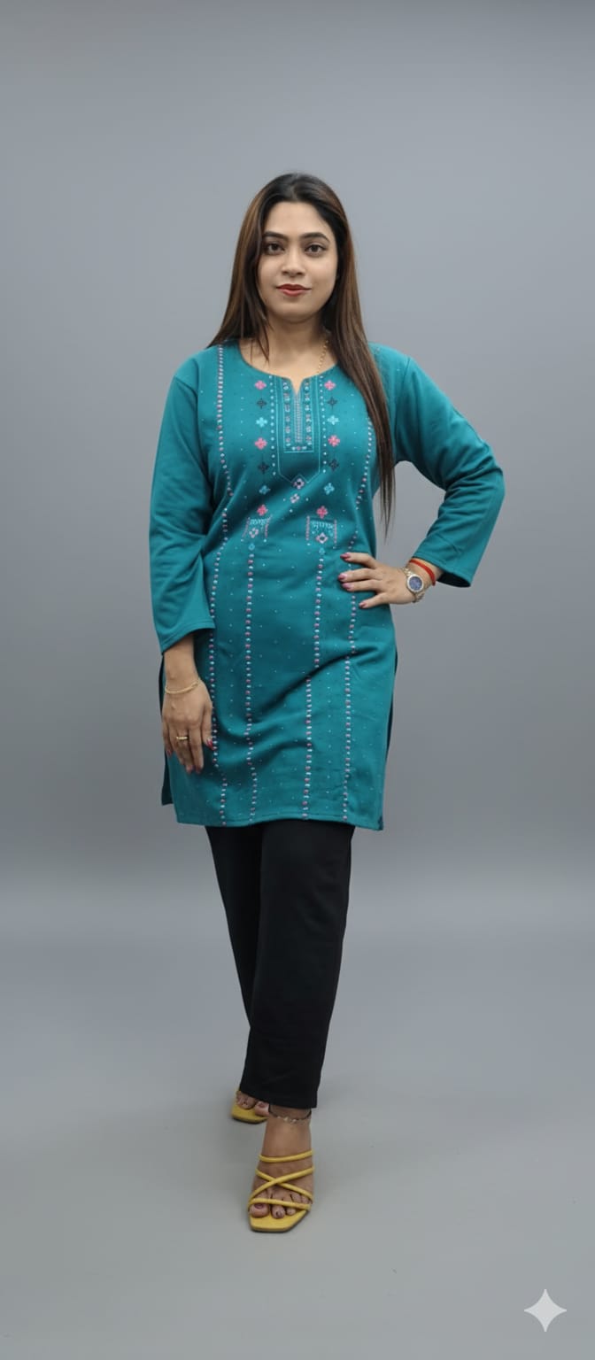 woolen two pic kurti pant set