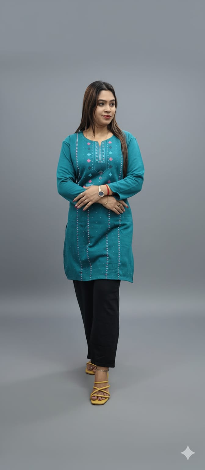 woolen two pic kurti pant set